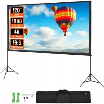 Projekční technika VEVOR Projekční plátno se stojanem 120 palců HD 4K Venkovní plátno 16:9
