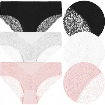 Kalhotky 3x Dámské kalhotky typu Kalhotky, bavlněné, s krajkou, střih bikini MORAJ, velikost XL