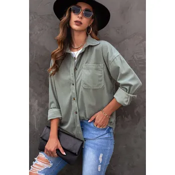 Dámská košile OMG Dámská košile s dlouhým rukávem Theaneilla olivová 3XL