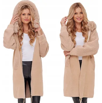 Dámský kabát Soprato dámský kabát béžový oversize s kapucí univerzální velikost