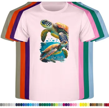 Dívčí tričko detske-levne-bavlnene-tricko-potisk-morske-zelvicky Barva: Pink - růžová, Dětská bavlněná trička JHK: M