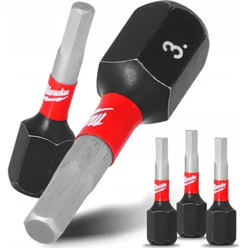 Bit 3x Rázový bit MILWAUKEE HEX3 25 mm MAGNETICKÝ ŠROUBOVACÍ BIT Krátký