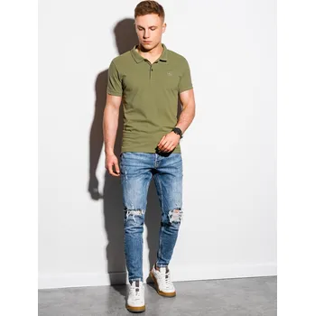 Pánská móda Ombre Clothing Pánské basic polo tričko Douglas olivová M S1374