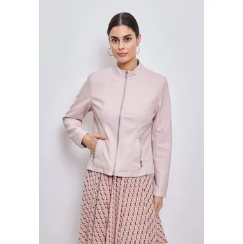 Dámská casual bunda Koženková bunda růžovopudrová