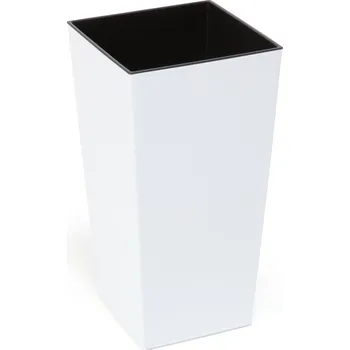 Květináč Květináč plast bílý Lamela 25 cm x 25 cm x 46,5 cm