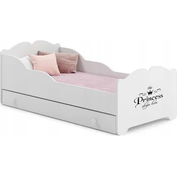 Dětská postel ANNA dětská postel bílý nápis spící princezna 140x70 šuplík matrace
