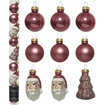 Vánoční dekorace Sada skleněných vánočních Vánoční Baňky - Růžové - 9 ks