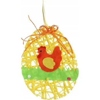 Velikonoční dekorace VELIKONOČNÍ ZÁVĚS VAJÍČKO S RAFIÍ 15 CM POMERANČOVÁ VELIKONOČNÍ DEKORACE