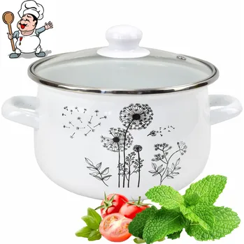 Hrnec HRNEC SMALTOVANÝ 20*12,2CM 3,1L S POKLICÍ, 3 vrstvy SMALT, INDUKCE, PLYN