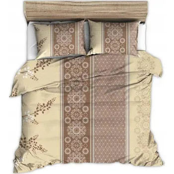 Povlečení Krepové povlečení 180x200 cm hnědé béžové svislé pruhy