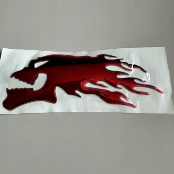 Samolepicí dekorace na vozidlo Stříbrná 3D samolepky lebka v plamenech na motocyklovou helmu, 1 Ks