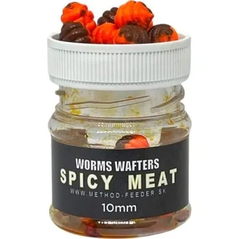 Boilies Nástraha Method Feeder Fans Worms Wafters 10mm 50ml - Kořeněné maso