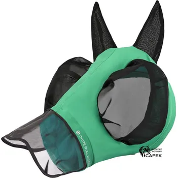 Koňská maska proti hmyzu Maska Imperial Riding -TRAIL RIDE NOSE- - Zelená/Černá - Pony