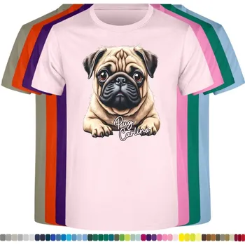 Dívčí tričko detske-levne-bavlnene-tricko-potisk-mops-carlino Barva: Pink - růžová, Dětská bavlněná trička JHK: S