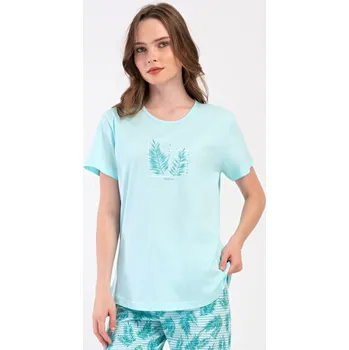 Pánské pyžamo Dámské pyžamo kapri Simona mentolová 4XL