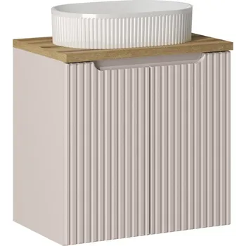 Policová skříň Závěsná skříňka Nova Cashmere Beyond I s deskou a umyvadlem 60 cm kašmírová/dub evoke