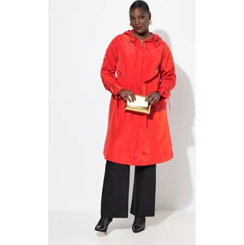 Dámský kabát Ulla Popken, Plus size Kabát, A střih, vodoodpudivý, kapucový límec pro plnoštíhlé nadměrná velikost, 835277521-1128, červený, 42/44, Nadměrné velikosti, Plus size oblečení, Oblečení pro boubelky, Oblečení pro baculky, Oblečení pro plnoštíhlé, Oblečení pr