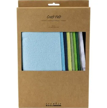 Creative Plsť na tvoření 10 ks ZELENOMODRÉ ODSTÍNY