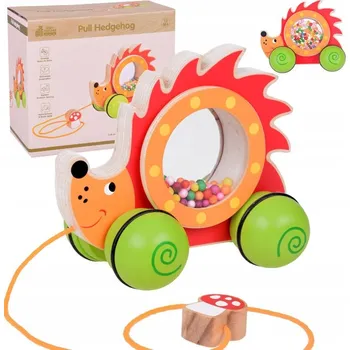 Dřevěná hračka Dřevěný Ježek na kolečkách s barevnými kuličkami hračka ZA5379