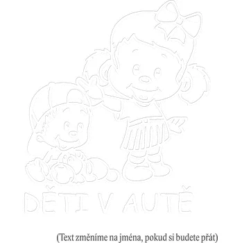 Samolepicí dekorace na vozidlo Dítě v autě Holka a chlapeček samolepka na auto - oranžová / 10x10 cm