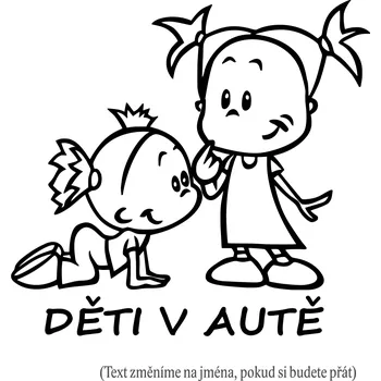 Samolepicí dekorace na vozidlo Dítě v autě Holka a holka samolepka na auto Červená Velikost D