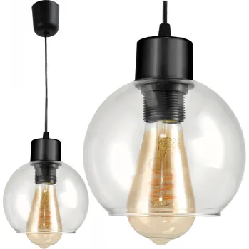 Skleněná Závěsná Stropní Lampa Lustr LED E27 Koule Kulička Průhledná