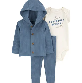 Kojenecká souprava CARTER'S Set 3dílný mikina, body kr. rukáv, tepláky Blue Adventure kluk 3m/vel. 62