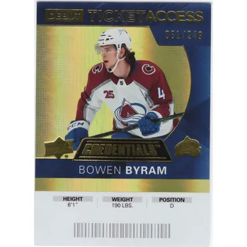 Sběratelská karetní hra 2021-22 UD Credentials BOWEN BYRAM Debut Ticket Access Limit 249