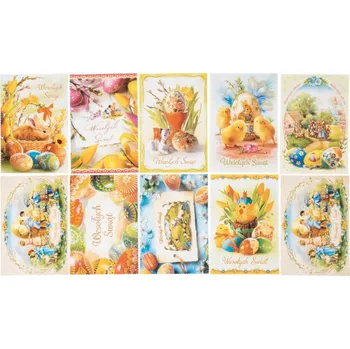 Obraz 10 ks x Velikonoční přání s přáním, pohlednice s kraslicemi
