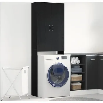 Koupelnový nábytek vidaXL Skříňka nad pračku 64 x 25,5 x 190 cm [808414] Barva: Černý dub