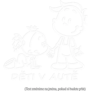 Samolepicí dekorace na vozidlo Dítě v autě Kluk a holčička samolepka na auto - červená tmavá / 10x10 cm