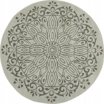 Koberec KOBEREC KULATÝ DO OBÝVACÍHO POKOJE MÓDNÍ ŠEDÝ MANDALA ORNAMENT LUNA, průměr 160 cm