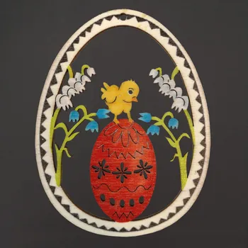 Velikonoční dekorace AMADEA Dřevěná dekorace vajíčko kuře s vajíčkem, velikost 9 cm, český výrobek