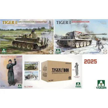 Plastikový model Takom 1/35 TIGER I² early production Box & 1/16 Wittmann