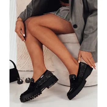 Dámské mokasíny Černé mokasíny s kamínky OTERO ZY0478 Velikost: 39