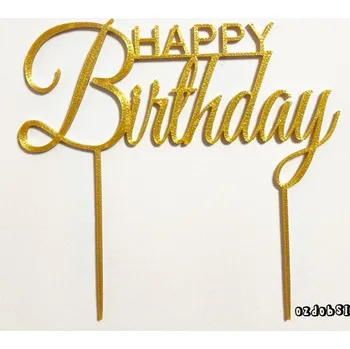 Happy Birthday jemný dortový zápich - Černá