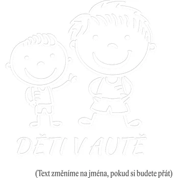 Samolepicí dekorace na vozidlo Dítě v autě Dva kluci 2 samolepka na auto Červená Velikost B