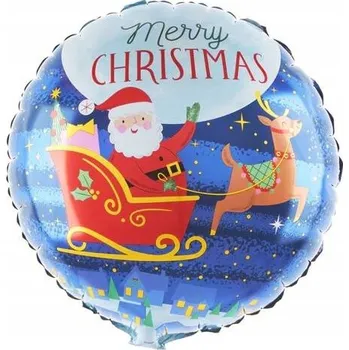 Balónek Fóliový balónek "Veselé Vánoce - Santa Claus v saních", PartyPal, 18", RND