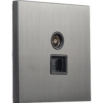 Elektrická zásuvka Anténní a internetová zásuvka do zdi Alkri-Light stříbrná