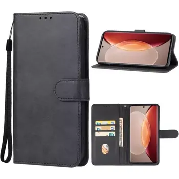 Pouzdro na mobilní telefon TopTechnology Kožené pouzdro pro Vivo X90 Pro černé, black, tzv. knížka