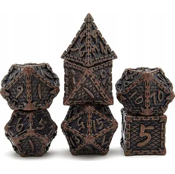Příslušenství k deskovým hrám MĚDĚNÉ VĚZENÍ SADA 7 KOVOVÝCH KOSTEK RPG
