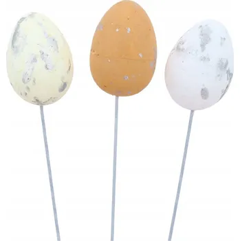 Velikonoční dekorace Polystyrenová vajíčka Na Drátku 12 Ks Kropenatá velikonoční 3,5 cm křepelčí