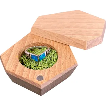 Dárková krabička Wook | dřevěná krabička na snubní prsten HEX - buk 587 text: bez textu