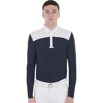 Pánské tričko EQUESTRO Triko závodní Polo Equestro, pánské, white/navy blazer M