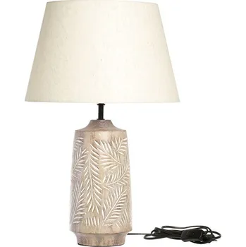 Lampička Stolní lampa s dřevěnou základnou a lněným stínidlem Popp - 37*57 cm/ E27