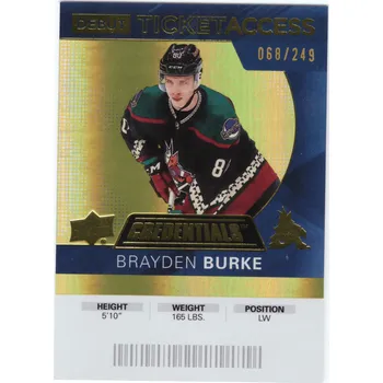 Sběratelská karetní hra 2021-22 UD Credentials BRAYDEN BURKE Debut Ticket Access Limit 249