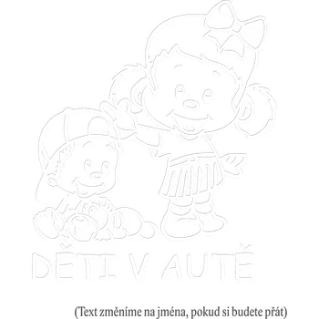 Samolepicí dekorace na vozidlo Dítě v autě Holka a chlapeček samolepka na auto Červená Velikost D