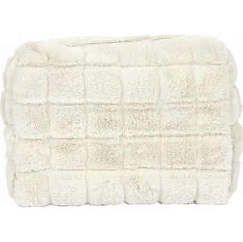 Kosmetická taška KOSMETICKÁ TAŠTIČKA chlupatá krémová polyester a nylon 18x10x11 cm