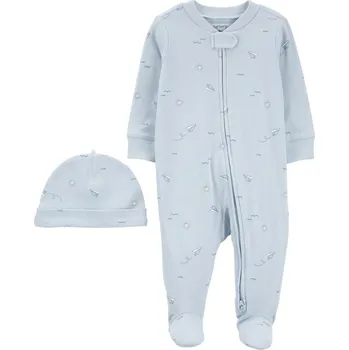 Kojenecká souprava CARTER'S Set 2dílný overal, čepice Blue Paper Airplane kluk MFL NB/vel. 56