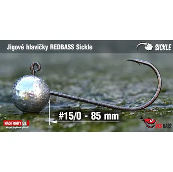 Rybářský háček Jigová hlavička REDBASS Sickle #15/0 - 85 mm - 15/0 - 20g, 2ks